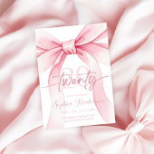 Elegant Blush Pink Bow 20th Birthday 招待状