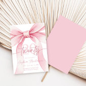 Elegant Blush Pink Bow 20th Birthday 招待状