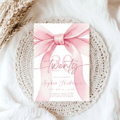 Elegant Blush Pink Bow 20th Birthday 招待状