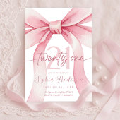 Elegant Blush Pink Bow 21th Birthday 招待状
