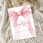Elegant Blush Pink Bow 21th Birthday 招待状