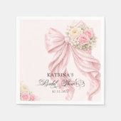 Elegant Blush Pink Bow Bridal Shower スタンダードカクテルナプキン (正面)