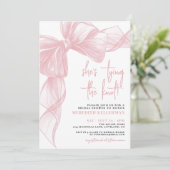 Elegant Blush Pink Bow Bridal Shower 招待状 (スタンド正面)