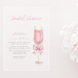 Elegant Blush Pink Bow Champagne Bridal Shower アクリル招待状