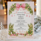 Elegant Blush Pink Bow Christmas Girls Night  招待状
