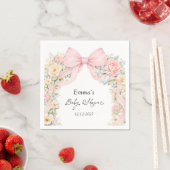 Elegant Blush Pink Bow Floral Baby Shower スタンダードカクテルナプキン (インサイチュ)