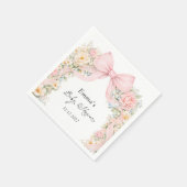 Elegant Blush Pink Bow Floral Baby Shower スタンダードカクテルナプキン (角)