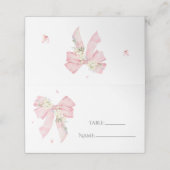 Elegant Blush Pink Bow Floral  Place Card プレイスカード (外部開封)