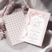 Elegant Blush Pink Bow Ribbon Bridal Shower 招待状