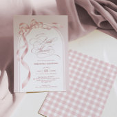 Elegant Blush Pink Bow Ribbon Bridal Shower 招待状