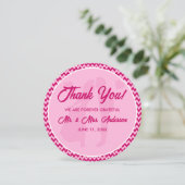 Elegant Blush Pink Chevron Stripe Photo Wedding サンキューカード (スタンド正面)