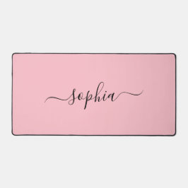 Elegant Blush Pink Desk Mat Featuring Your Name デスクマット