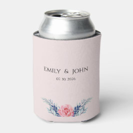 Elegant Blush Pink Dusty Blue Floral wedding Can c 缶クーラー