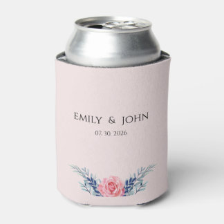 Elegant Blush Pink Dusty Blue Floral wedding Can c 缶クーラー
