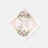 Elegant Blush Pink Eucalyptus Quince Napkins スタンダードカクテルナプキン (角)