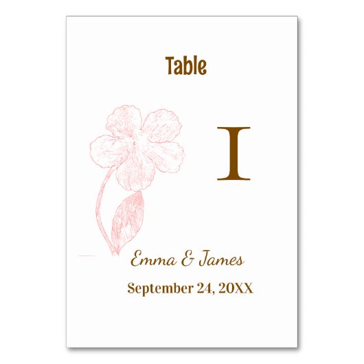Elegant Blush Pink Floral  テーブルナンバー (正面)