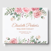 Elegant blush pink floral 90th birthday party  ゲストブック (正面)