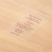 Elegant Blush Pink Floral Acrylic Wedding アクリル招待状 (レイダウン)