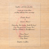 Elegant Blush Pink Floral Acrylic Wedding アクリル招待状 (正面)