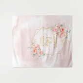 Elegant blush pink floral baby shower backdrop タペストリー (正面(横))