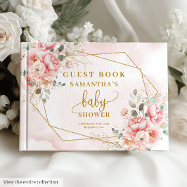 Elegant blush pink floral baby shower guest book ゲストブック