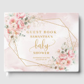 Elegant blush pink floral baby shower guest book ゲストブック (正面)