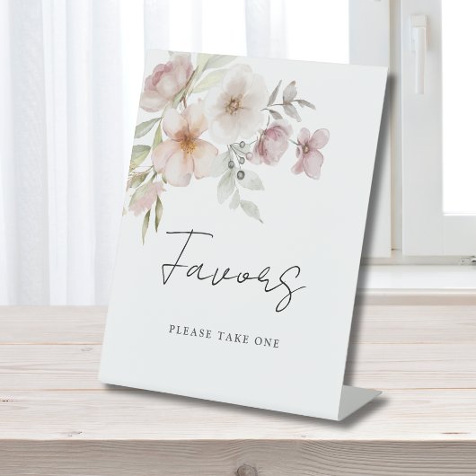 Elegant Blush Pink Floral Bridal Shower Favor 台座サイン