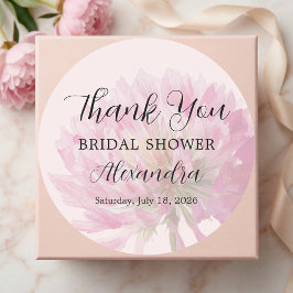 Elegant Blush Pink Floral Bridal Shower Thank You ラウンドシール