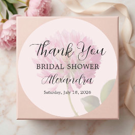 Elegant Blush Pink Floral Bridal Shower Thank You ラウンドシール