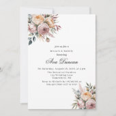 Elegant Blush Pink Floral Brunch and Bubbly 招待状 (正面)