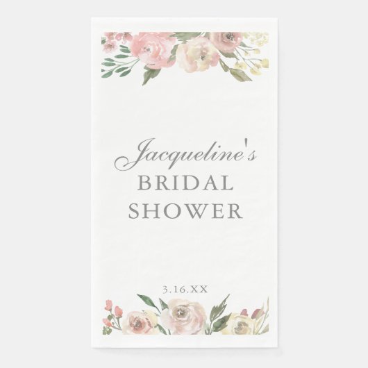 Elegant Blush Pink Floral Custom Bridal Shower (正面)