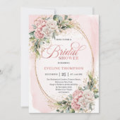 Elegant Blush Pink Floral Eucalyptus Bridal Shower 招待状 (正面)