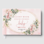 Elegant Blush Pink Floral Eucalyptus Guest Book ゲストブック (正面)