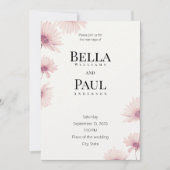 Elegant Blush Pink Floral Fine Art Wedding 招待状 (正面)