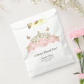 Elegant Blush Pink Floral Gold Tiara Quinceanera フェイバーバッグ (封をした状態)