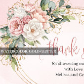 Elegant Blush Pink Floral Greenery Thank You Card サンキューカード