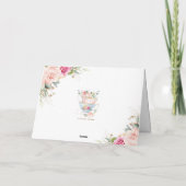 Elegant Blush Pink Floral High Tea Party Birthday サンキューカード (裏面)