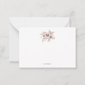 Elegant Blush Pink Floral Monogram ノートカード (正面)