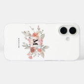 Elegant Blush Pink Floral Monogram Case-Mate iPhoneケース (裏面 (横))