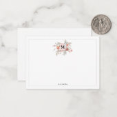 Elegant Blush Pink Floral Monogram Note Card ノートカード (正面/裏面インサイチュ)