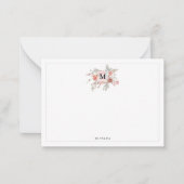 Elegant Blush Pink Floral Monogram Note Card ノートカード (正面)