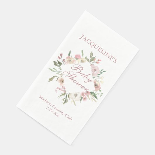 Elegant Blush Pink Floral Personalized Baby Shower (コーナー)