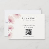 Elegant Blush Pink Floral QR Code Wedding RSVP (正面)