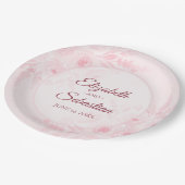 Elegant Blush Pink Floral Simple Boho Chic Wedding ペーパープレート (アングル)