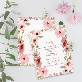 Elegant Blush Pink Floral Wedding Details エンクロージャーカード