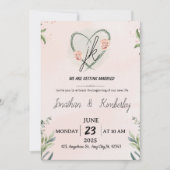 Elegant Blush Pink Floral Wedding Invite 招待状 (正面)