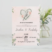 Elegant Blush Pink Floral Wedding Invite 招待状 (スタンド正面)