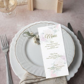 Elegant Blush Pink Floral Wedding Menu Card メニュー