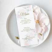 Elegant Blush Pink Floral Wedding Menu Card メニュー