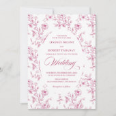 Elegant Blush Pink French Rose Wedding Invitation 招待状 (正面)